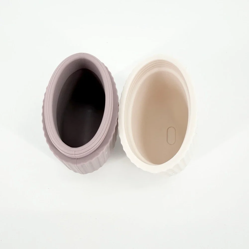 Dual-Toned Ribbed Silicone Facial Ice Roller Purple & Cream NWOT Skincare Depuff
